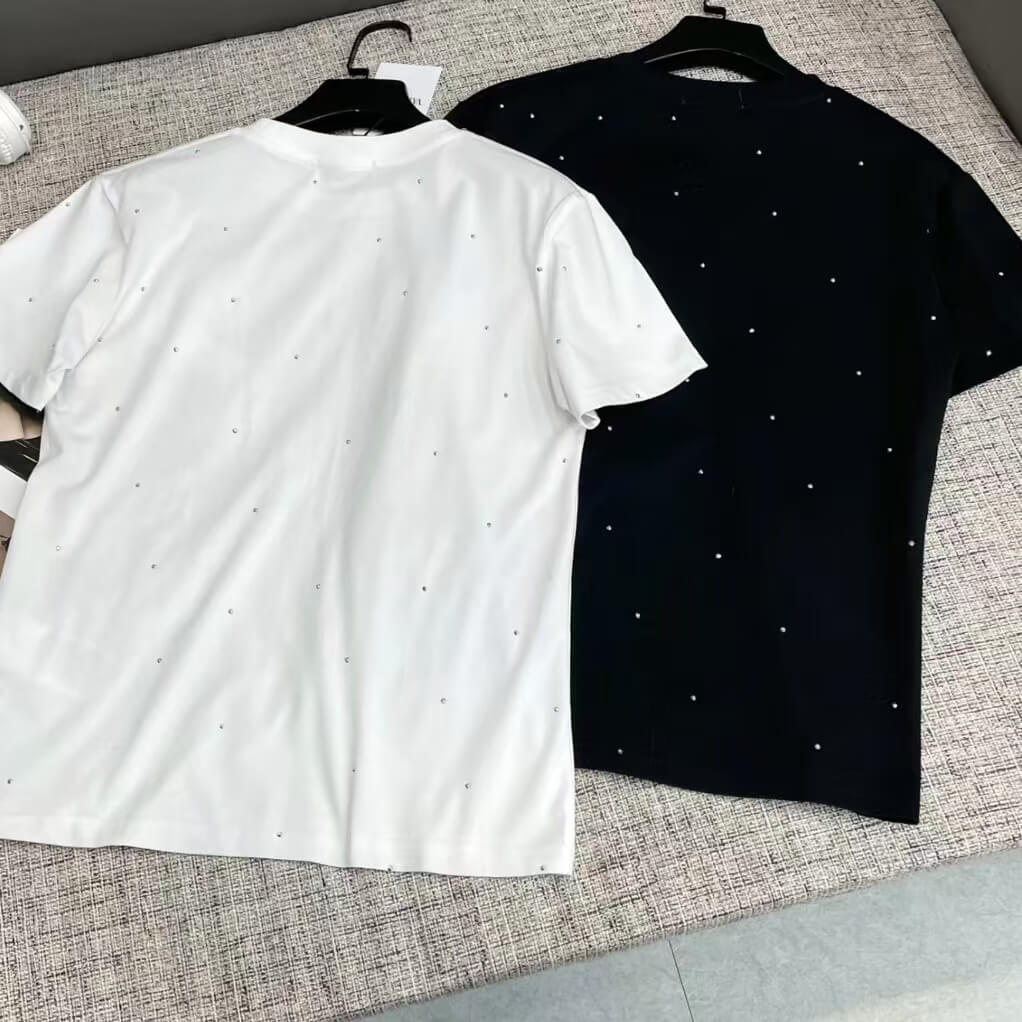 3D Butterfly Embellished Diamond-Encrusted T-Shirt