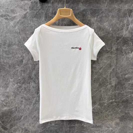 Minimalist Sailboat Embroidery T-Shirt