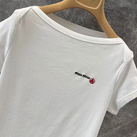 Minimalist Sailboat Embroidery T-Shirt