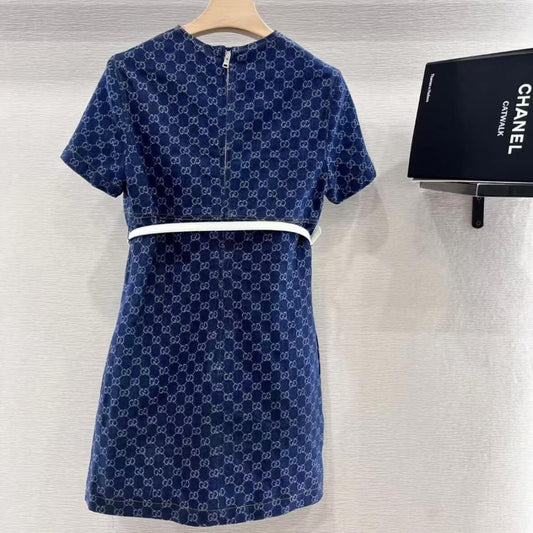 Classic Elegant Denim Dress with Belt