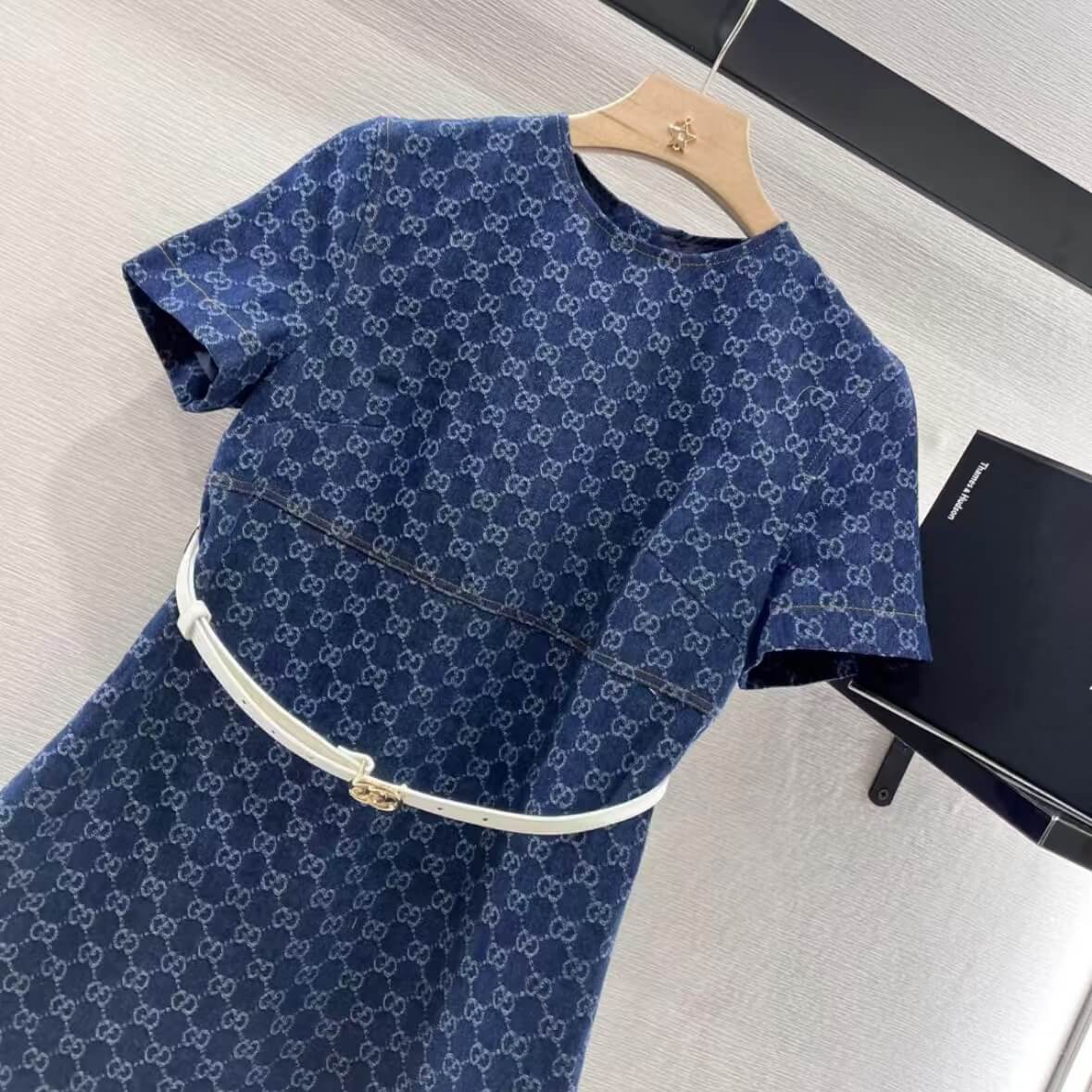 Classic Elegant Denim Dress with Belt