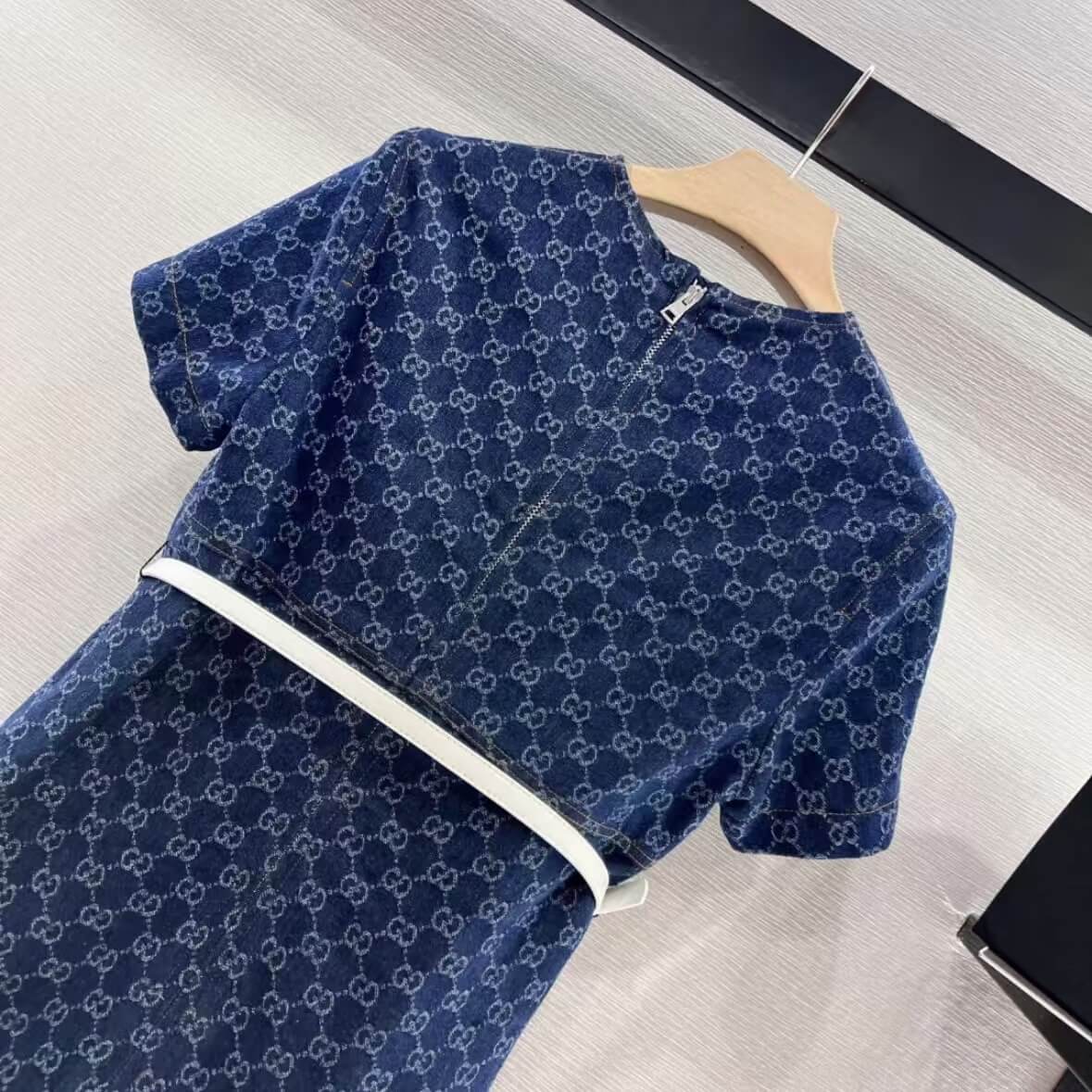 Classic Elegant Denim Dress with Belt