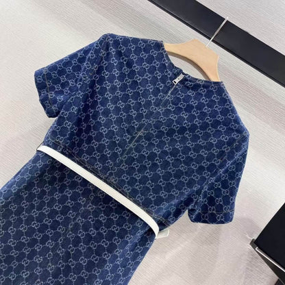 Classic Elegant Denim Dress with Belt