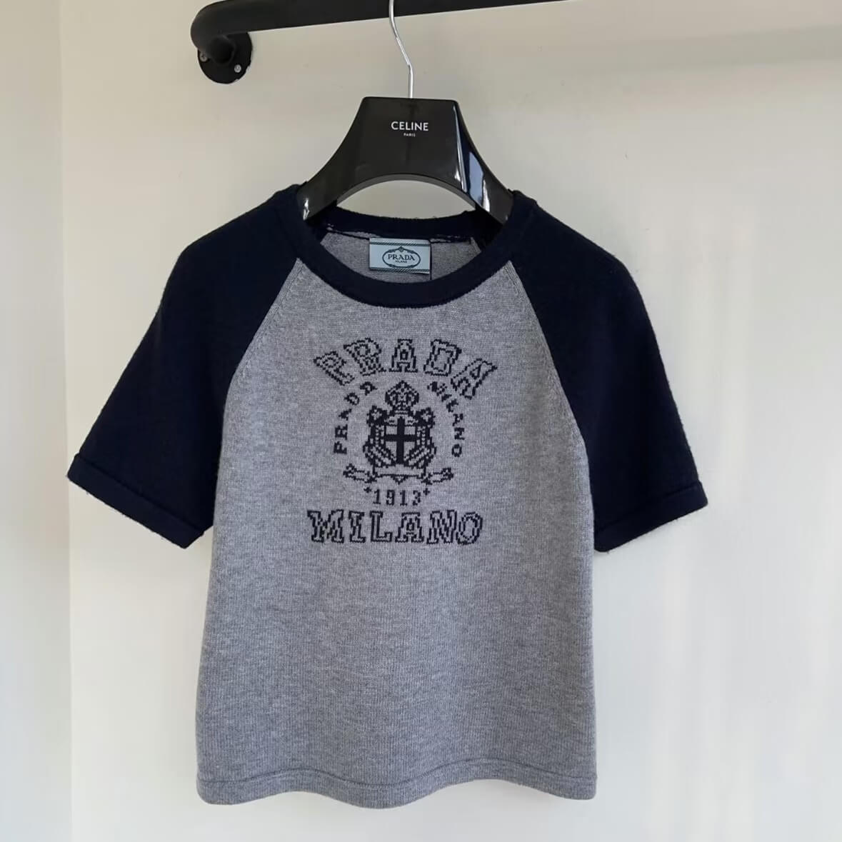 Embroidered Letter Pattern Knitted Short Sleeve