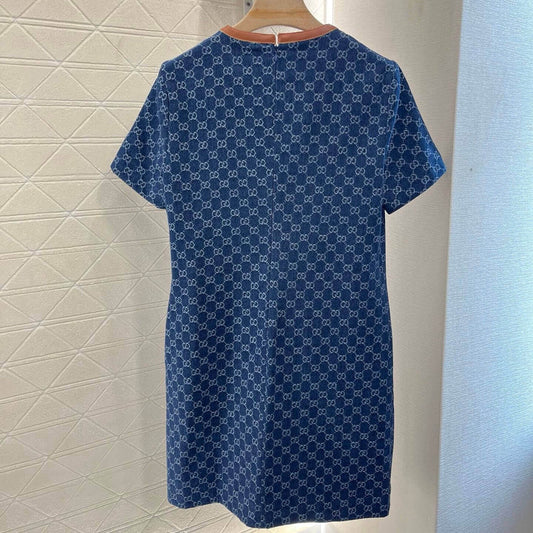 All-Over Print Saddle-Strap Collar Dress