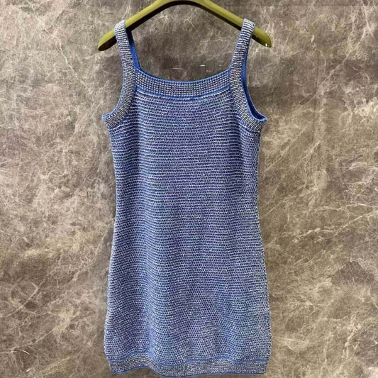 Vintage Cable-Stitch Colorful Yarn Camisole Dress