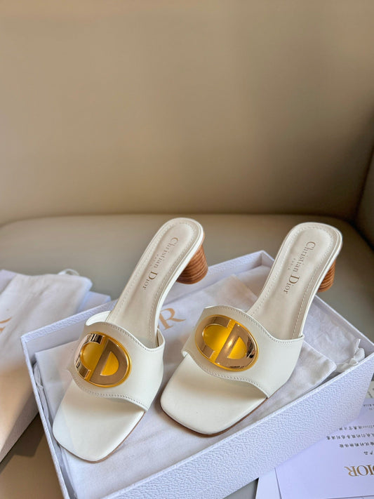 Classic Round-Buckle Block Heel Sandals