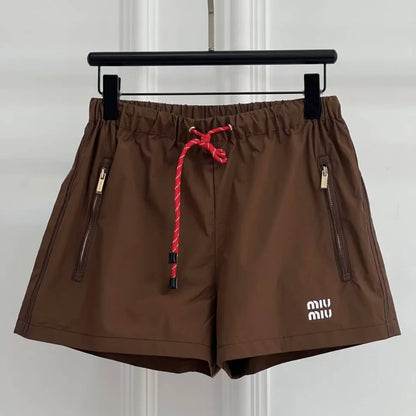 Color-Block Design Casual Zippered Pocket Shorts