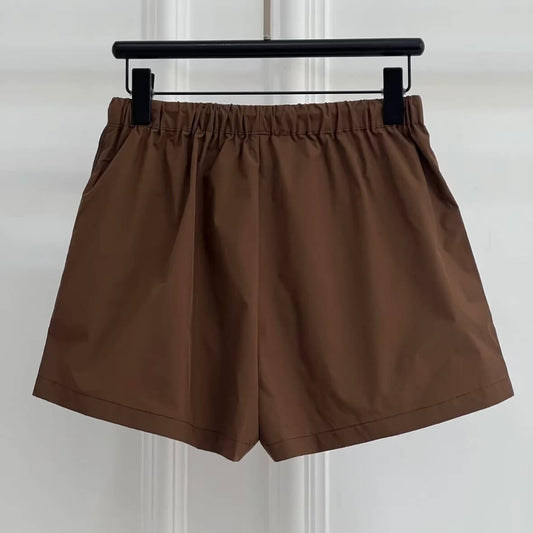Color-Block Design Casual Zippered Pocket Shorts