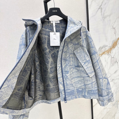 Classic Pattern Oversized Hooded Jacket