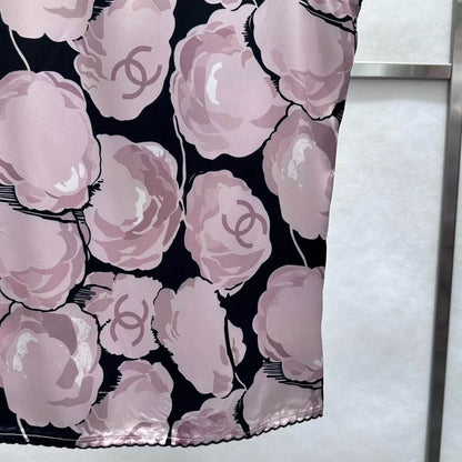 Camellia Print Lace Trim Vest