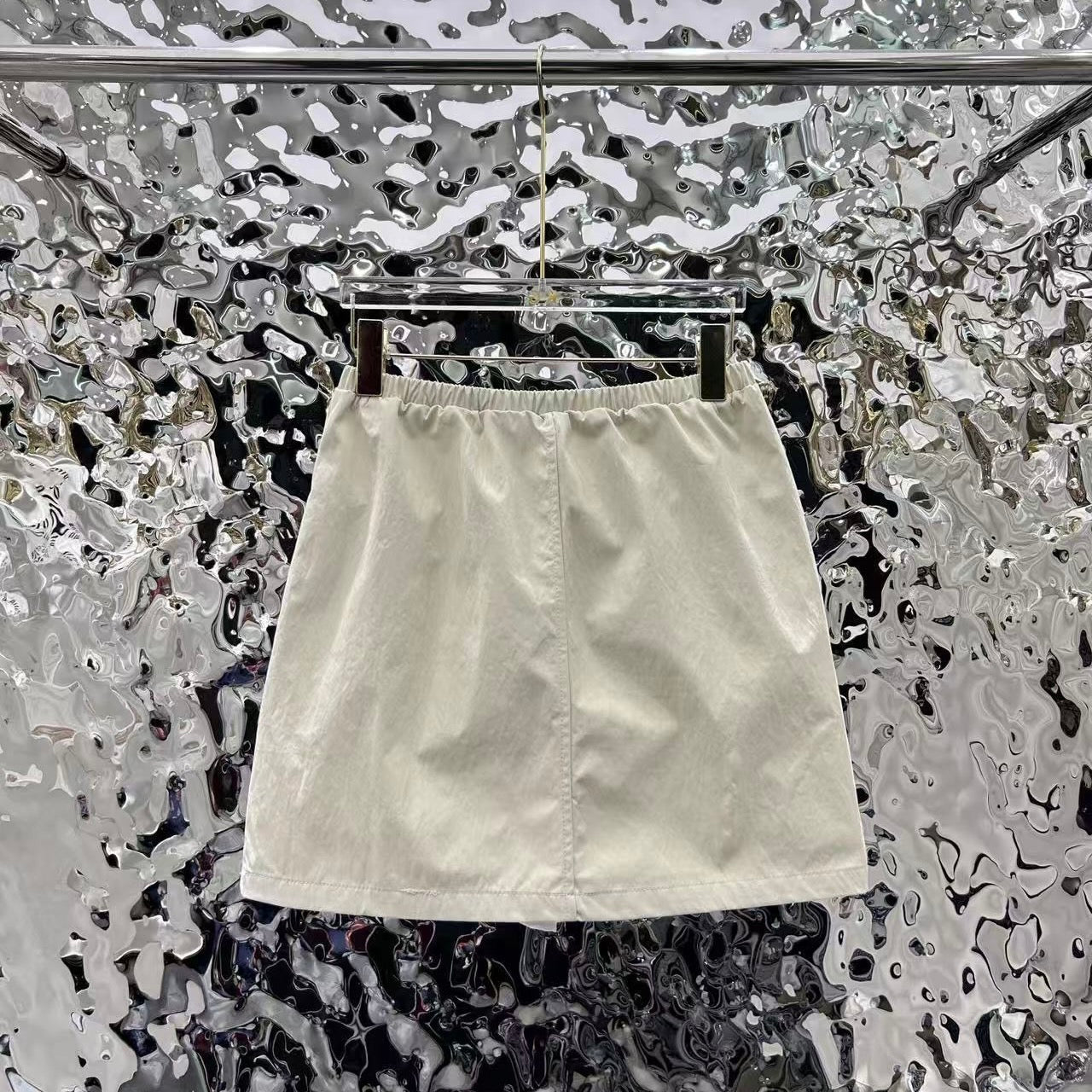 Vintage Bow-Embellished Elastic Waist Short Skirt