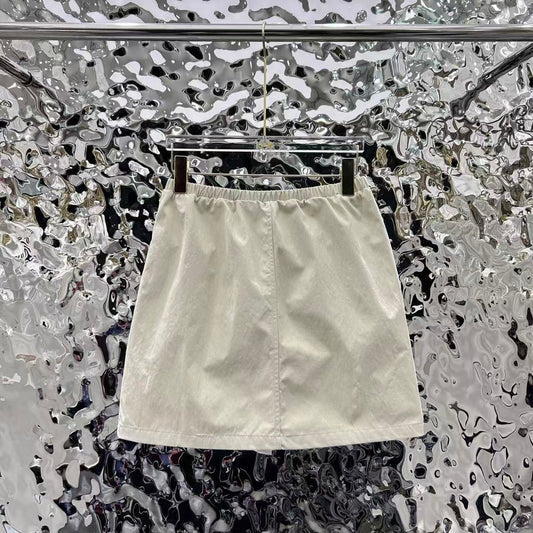 Vintage Bow-Embellished Elastic Waist Short Skirt
