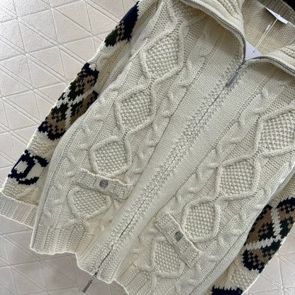 Classic Zipper Crochet Knit Coat