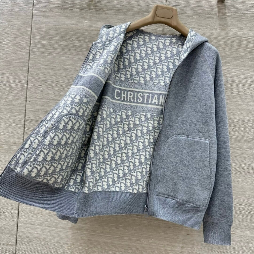 Classic Reversible Hooded Knit Jacket