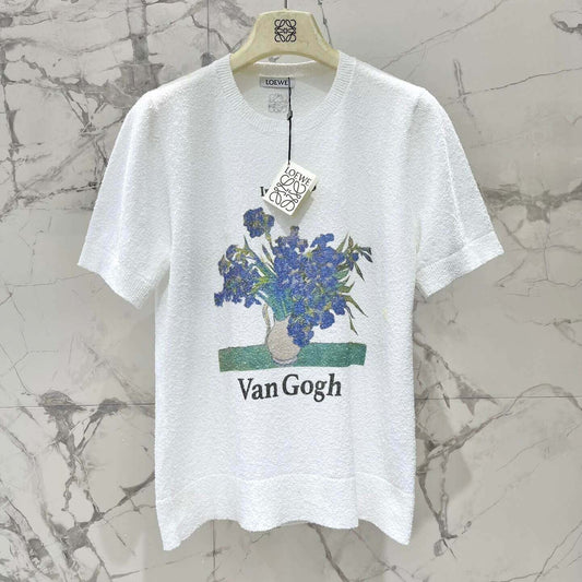 Artistic Print Fuzzy-Texture Short Sleeve