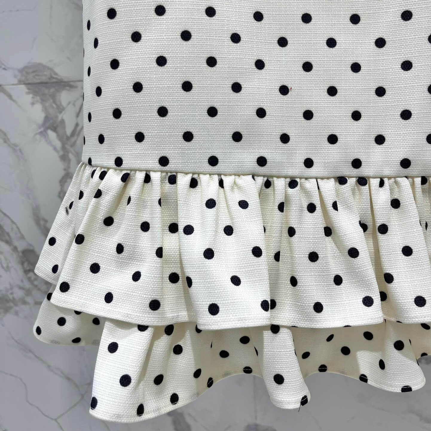 Vintage Button Polka Dot Ruffle Midi Skirt