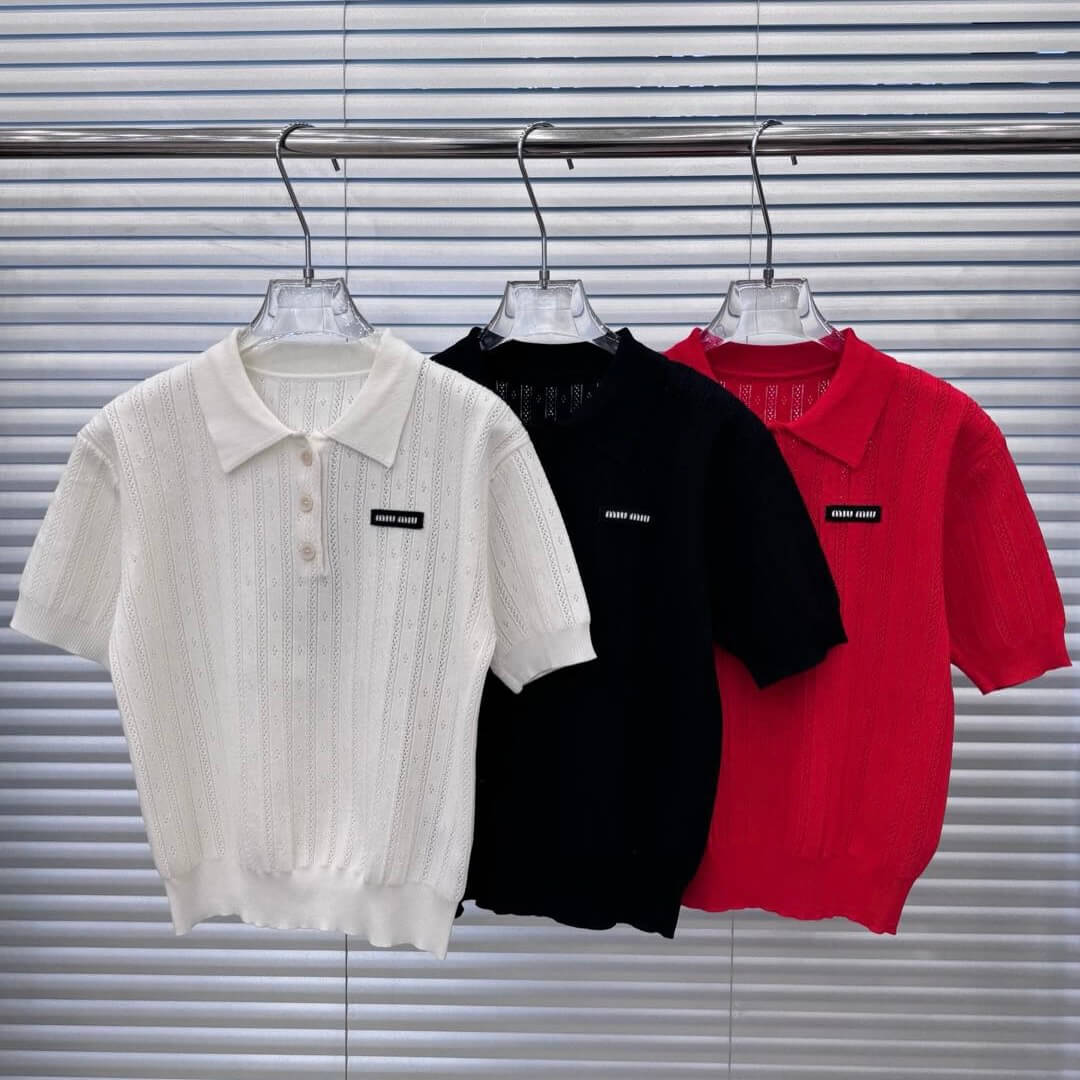 Letter Patch Lapel Short Sleeves