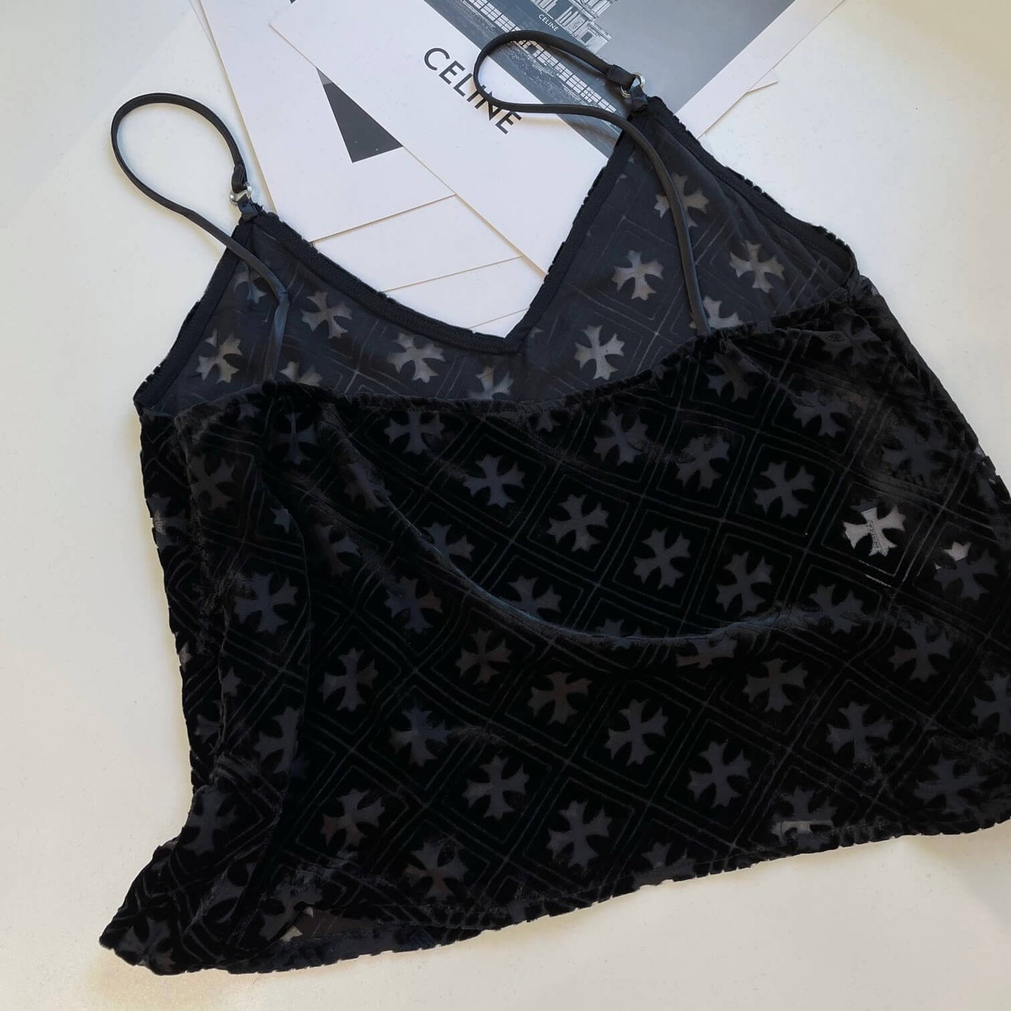 Velvet Cross Cut-Out Camisole Vest