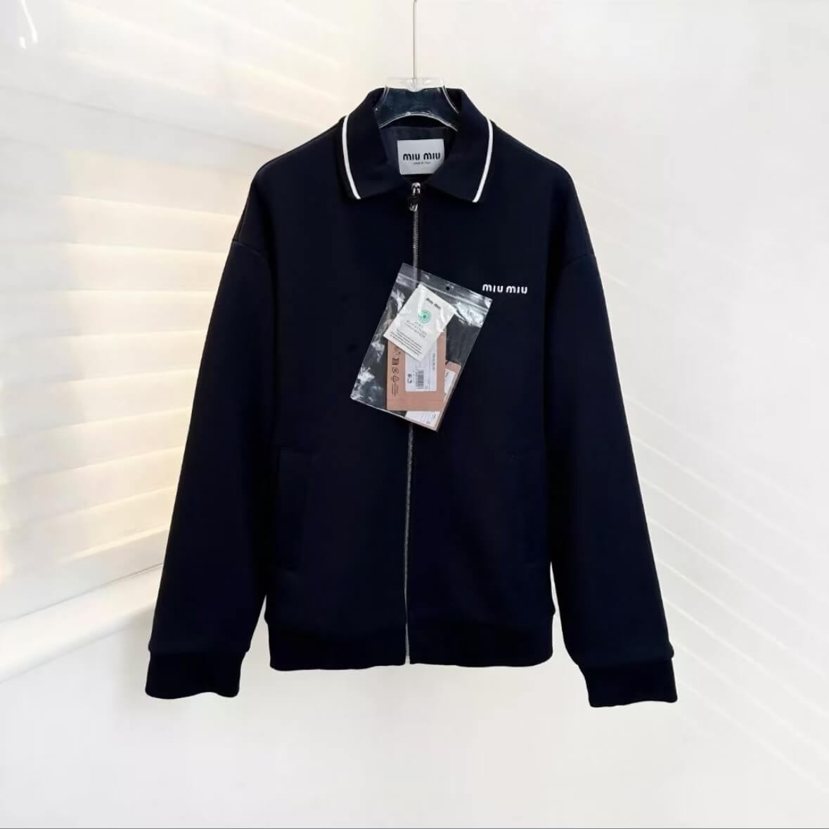 Classic Color-Block Polo Collar Zippered Jacket