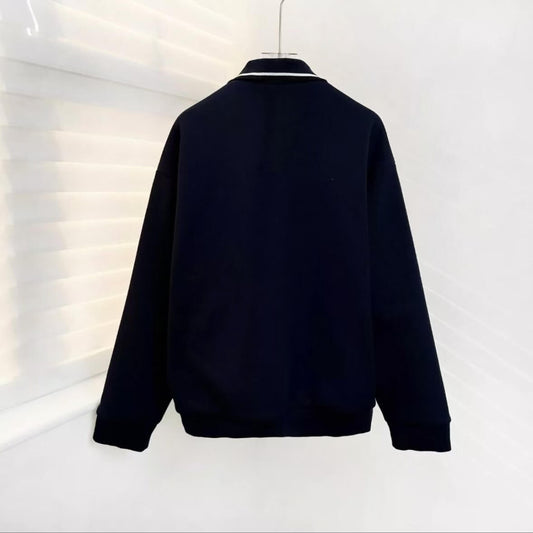 Classic Color-Block Polo Collar Zippered Jacket