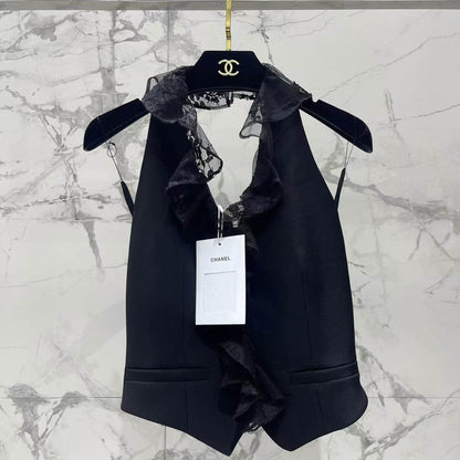 Sexy Lace Panel Backless Vest