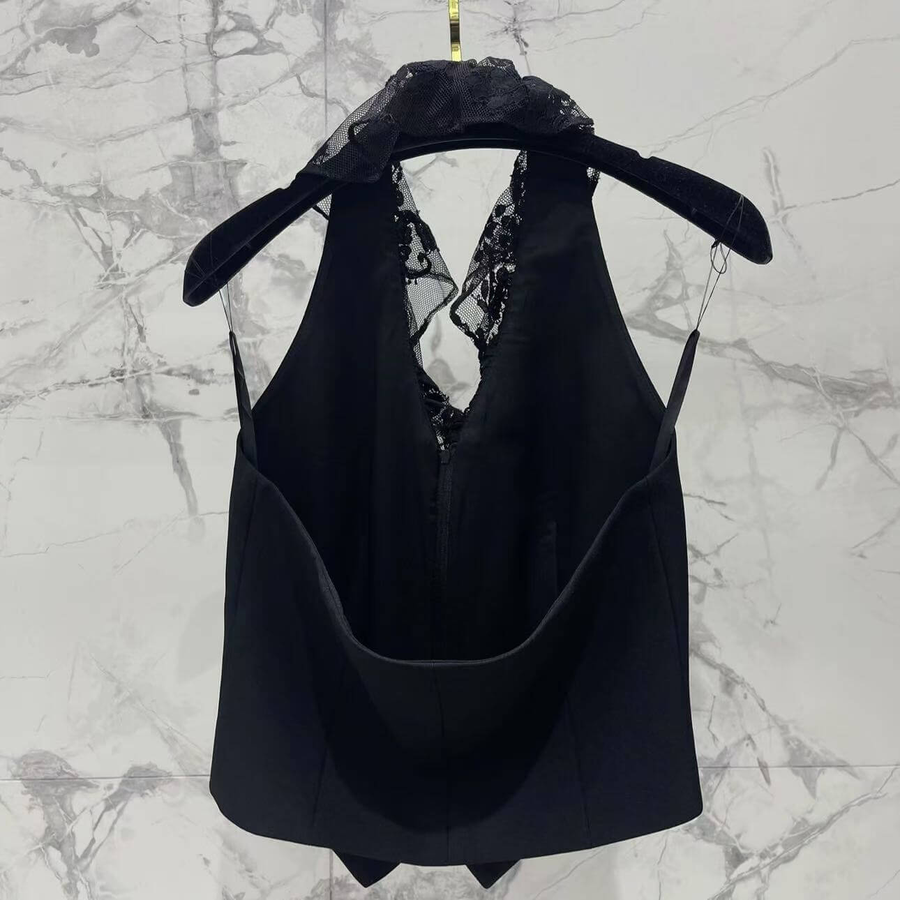 Sexy Lace Panel Backless Vest