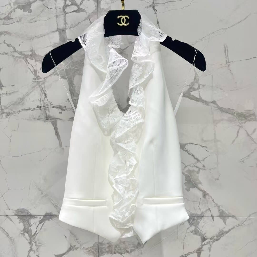 Sexy Lace Panel Backless Vest
