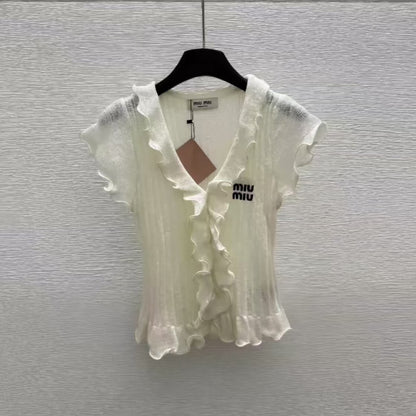 Soft Style Ruffled Cropped Short Sleeve