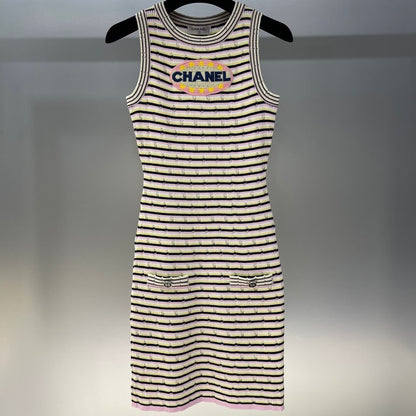 Letter Embroidered Colorful Vest Top and Dress