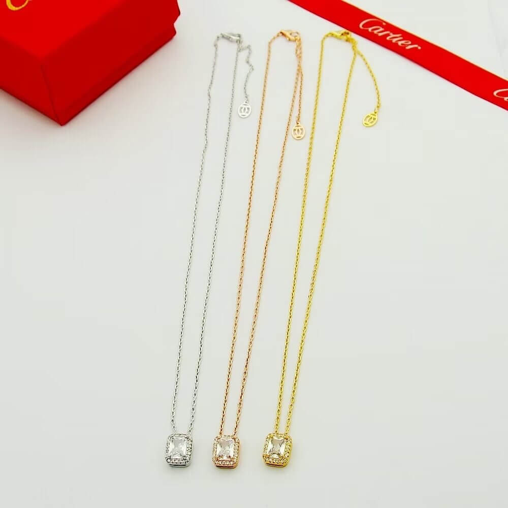 Classic Minimalist Square Diamond Necklace