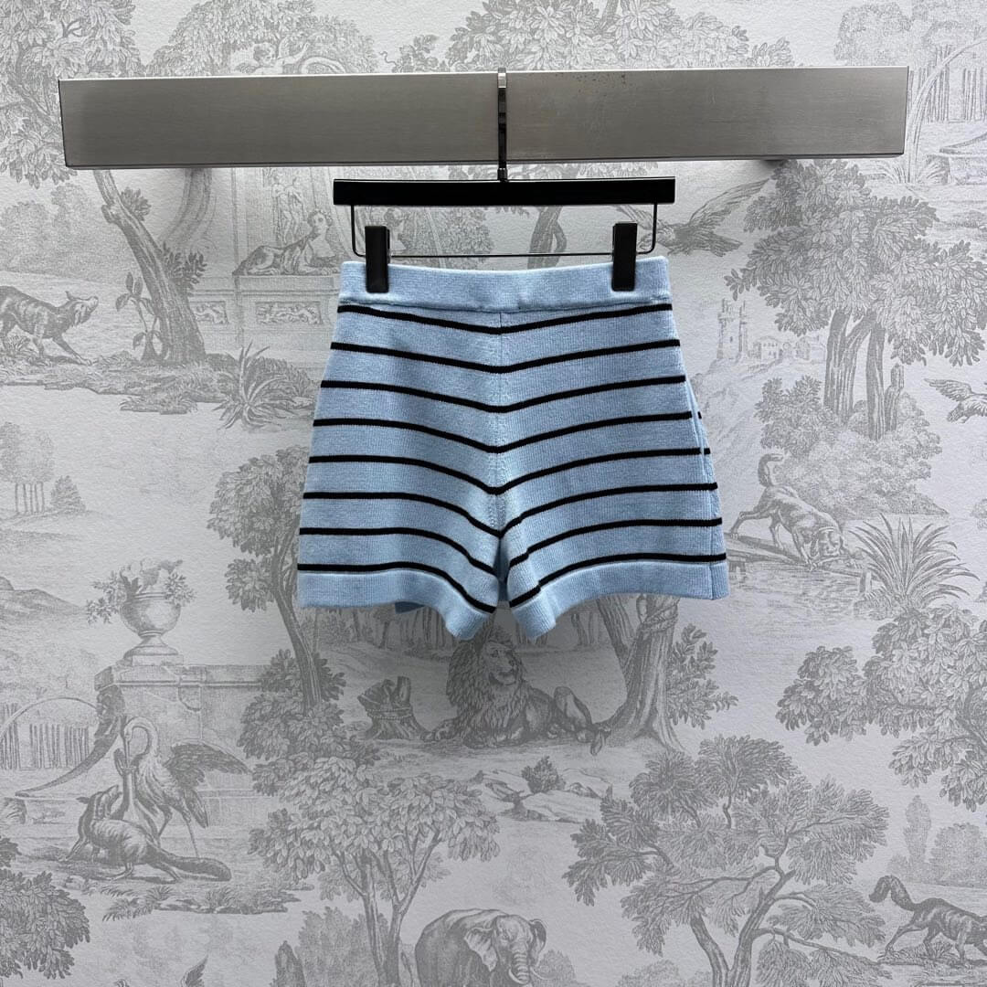 Color-Block Striped Skirt-Style Knit Shorts
