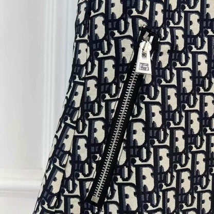 Ribbed Collar Monogram Sleeveless Dress