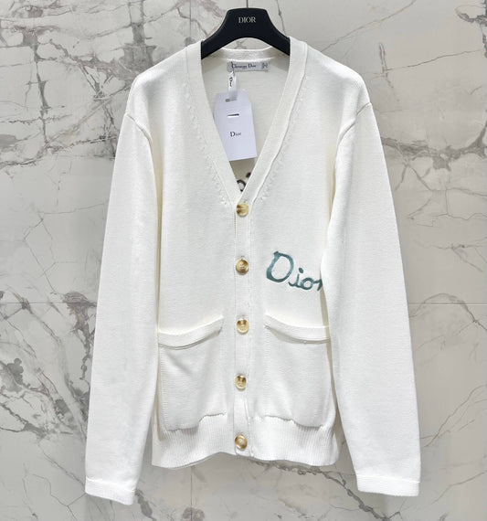 Minimalist Casual Embroidered Knit Cardigan