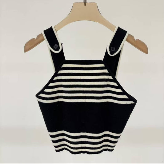 Minimalist Zebra Striped Cropped Vest