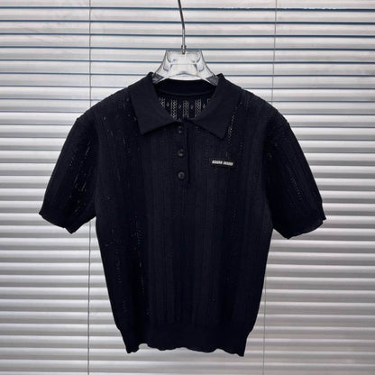Letter Patch Lapel Short Sleeves