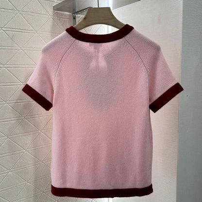 Camelia-Encrusted Cutout Knit Tee