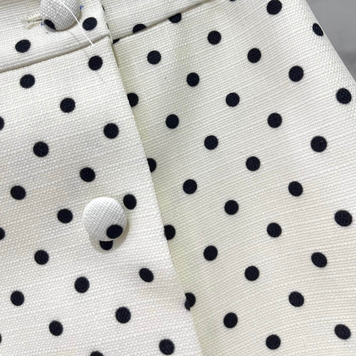 Vintage Button Polka Dot Ruffle Midi Skirt
