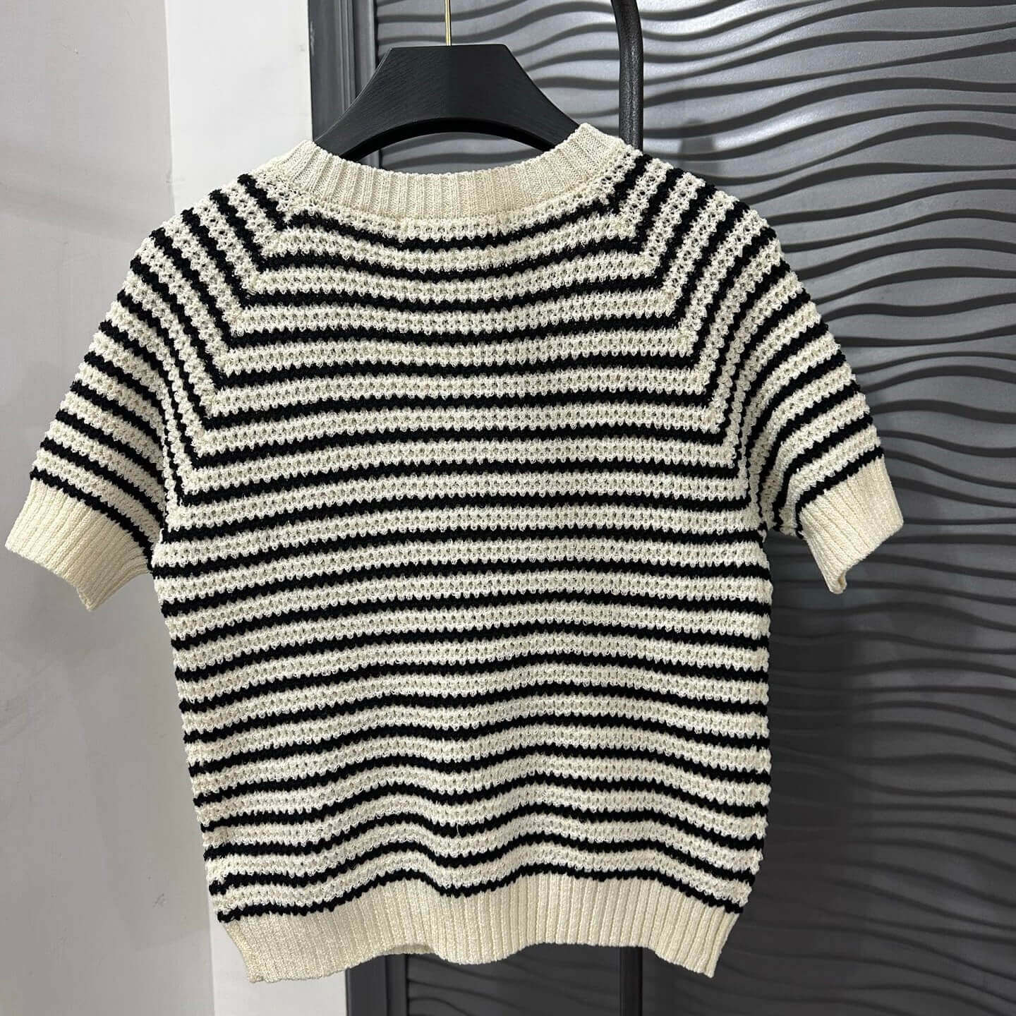 Classic Striped Embroidered Short Sleeve