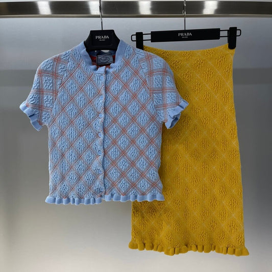 Diamond Pattern Lace Knitted Short Sleeve