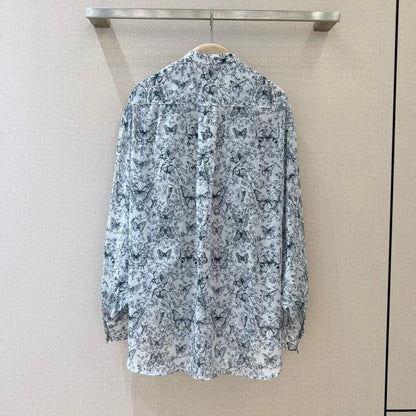 Classic Butterfly Floral Print Shirt