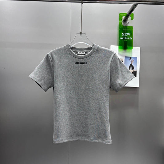 Classic Letter Embroidered Fitted T-Shirt