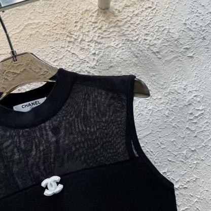 Fashionable Semi-Sheer Slim Fit Vest