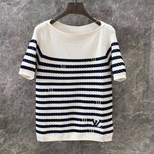 Classic Plush Textured Jacquard Knitted Short Sleeve