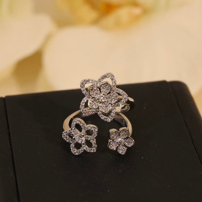 Three-Flower Adjustable Ring