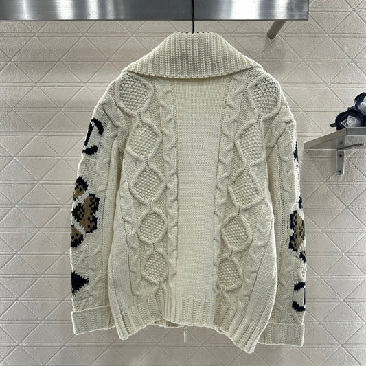 Classic Zipper Crochet Knit Coat