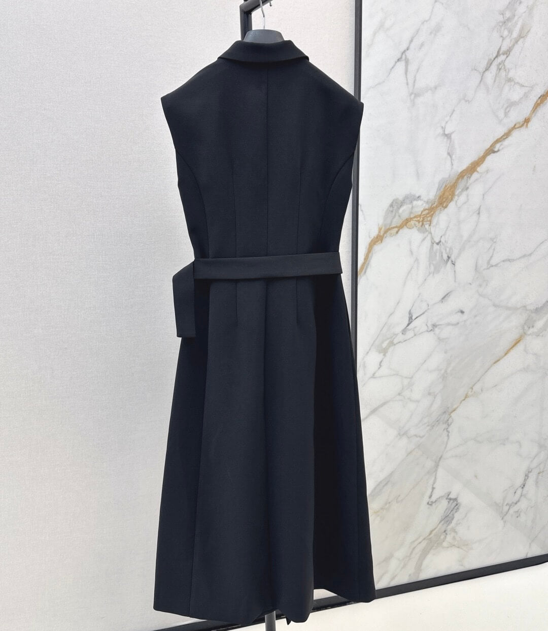 Angled-Button Wrap Dress with Belted Waist