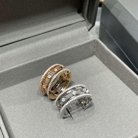 Unique Double-Row Articulated Open Ring