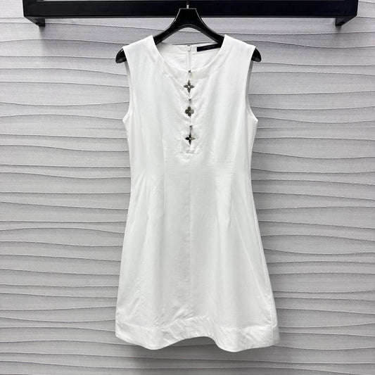 Metal Four-Leaf Clover Embellished Vest Dress
