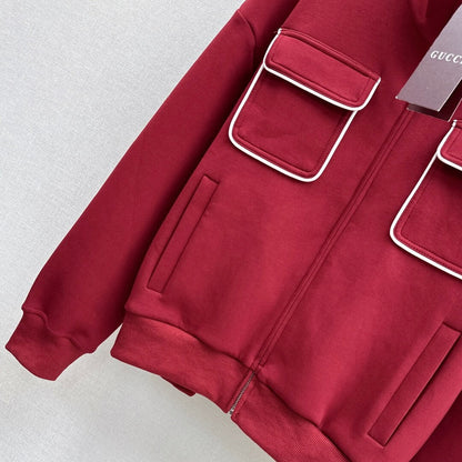 Angora Red Stand-Collar Hoodie & Skirt Set